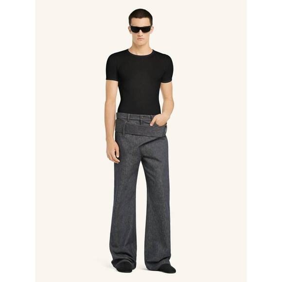 Courreges Mens Short Sleeve Mesh Tee Shirt in Black M - Picture 1 of 4